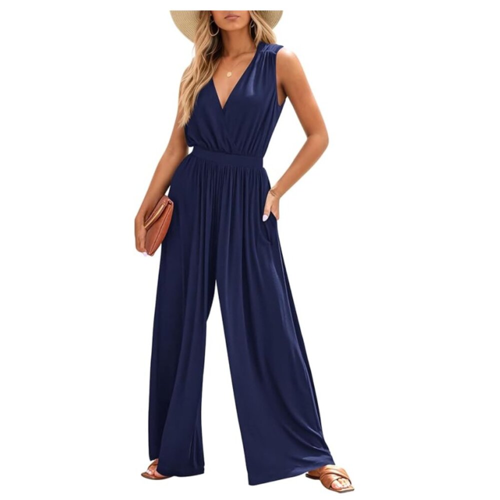 NWT Prettygarden Brown Sleeveless Vneck Jumpsuit Romper S
